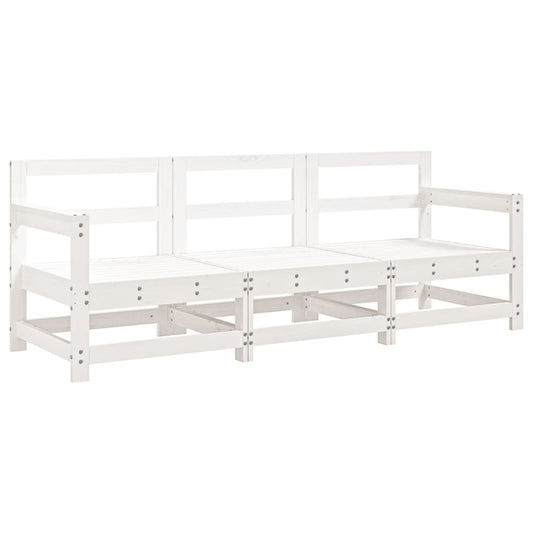 3 Piece Garden Lounge Set White Solid Wood Pine 3 Piece Garden Lounge Set White Solid Wood Pine