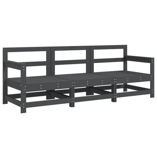 3 Piece Garden Lounge Set Grey Solid Wood Pine 3 Piece Garden Lounge Set Grey Solid Wood Pine