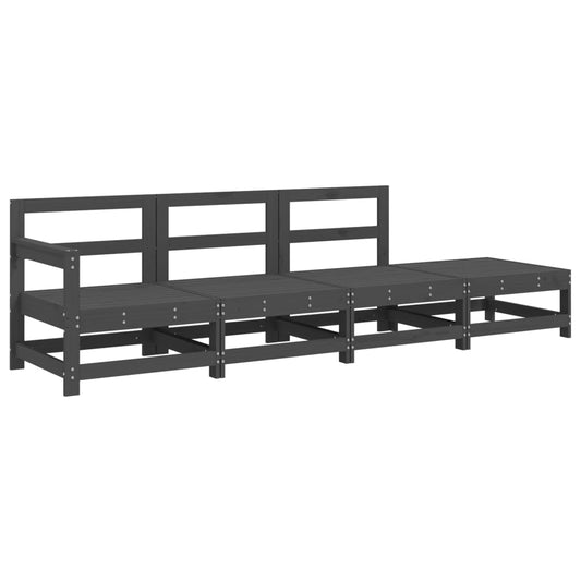 4 Piece Garden Lounge Set Grey Solid Wood Pine 4 Piece Garden Lounge Set Grey Solid Wood Pine