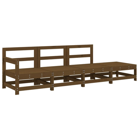 4 Piece Garden Lounge Set Honey Brown Solid Wood Pine 4 Piece Garden Lounge Set Honey Brown Solid Wood Pine
