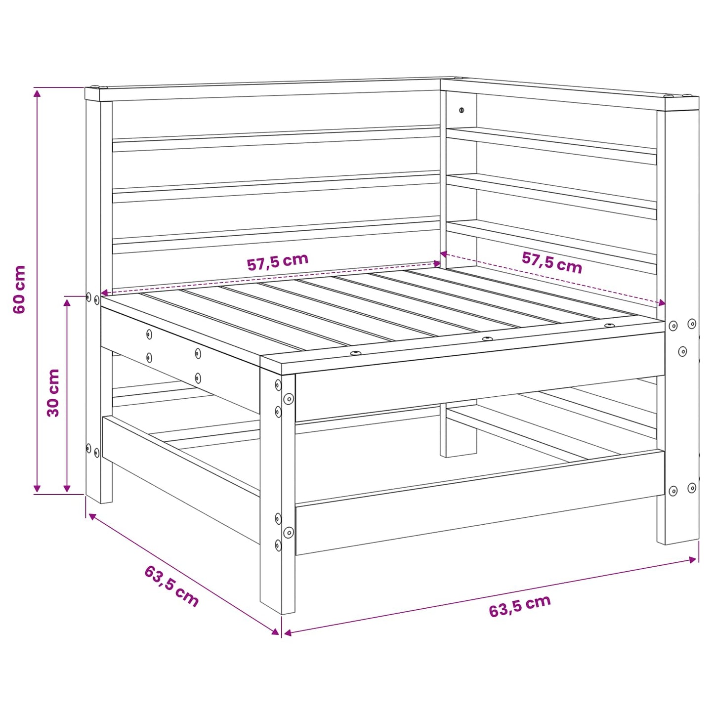 Garden Corner Sofa Solid Wood Douglas