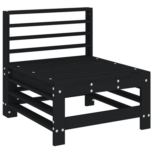Garden Middle Sofa Black Solid Wood Pine Garden Middle Sofa Black Solid Wood Pine