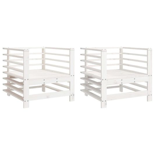 Garden Chairs 2 pcs White Solid Wood Pine Garden Chairs 2 pcs White Solid Wood Pine