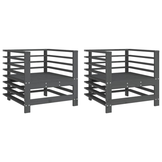 Garden Chairs 2 pcs Grey Solid Wood Pine Garden Chairs 2 pcs Grey Solid Wood Pine