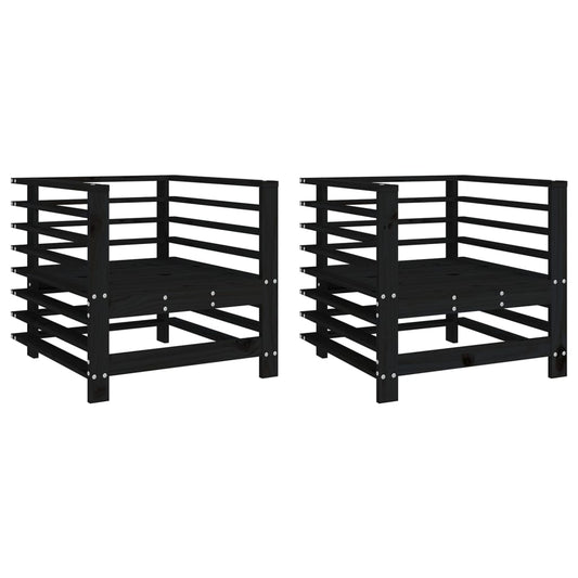 Garden Chairs 2 pcs Black Solid Wood Pine Garden Chairs 2 pcs Black Solid Wood Pine