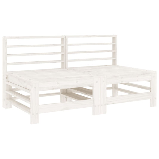 Garden Middle Sofas 2 pcs White Solid Wood Pine Garden Middle Sofas 2 pcs White Solid Wood Pine