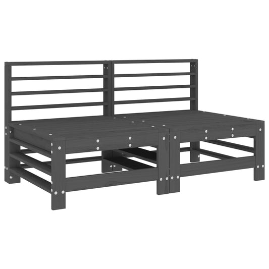 Garden Middle Sofas 2 pcs Grey Solid Wood Pine Garden Middle Sofas 2 pcs Grey Solid Wood Pine
