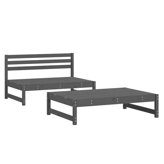 2 Piece Garden Lounge Set Grey Solid Wood Pine 2 Piece Garden Lounge Set Grey Solid Wood Pine