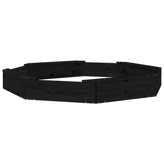 Sandbox with Seats Black Octagon Solid Wood Pine Sandbox with Seats Black Octagon Solid Wood Pine