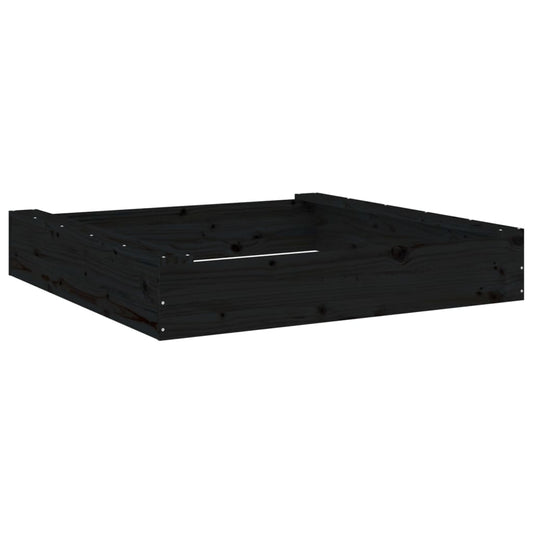 Sandbox with Seats Black Square Solid Wood Pine Sandbox with Seats Black Square Solid Wood Pine