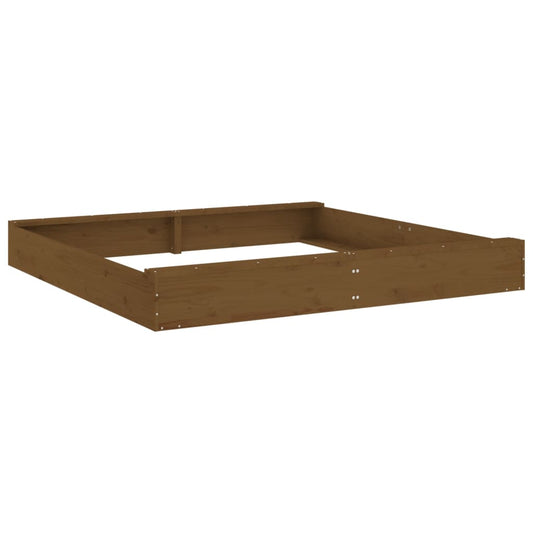Sandbox with Seats Honey Brown Square Solid Wood Pine Sandbox with Seats Honey Brown Square Solid Wood Pine