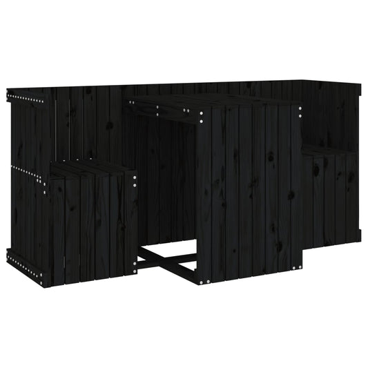 Balcony Set 2 Seater Black Solid Wood Pine Balcony Set 2 Seater Black Solid Wood Pine