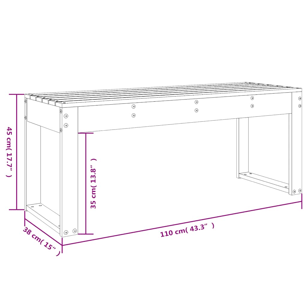 Garden Bench | Natural Pine | Solid pine wood | Medium | Durable