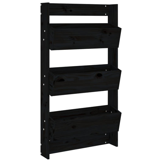 Wall Planter 3-Tier 60x18.5x110 cm Black Solid Wood Pine Wall Planter 3-Tier 60x18.5x110 cm Black Solid Wood Pine