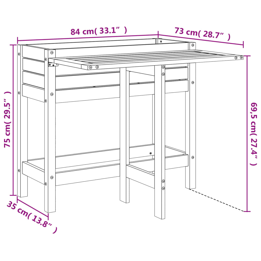 Garden Planter with Folding Tabletop Honey Brown