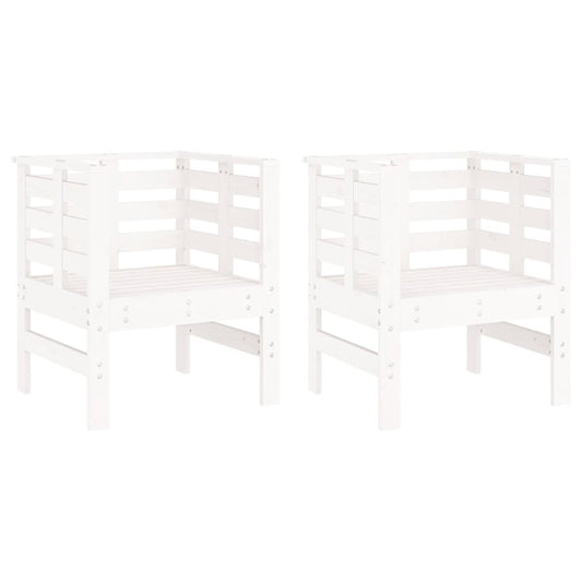 Garden Chairs 2 pcs White 61,5x53x71 cm Solid Wood Pine Garden Chairs 2 pcs White 61,5x53x71 cm Solid Wood Pine