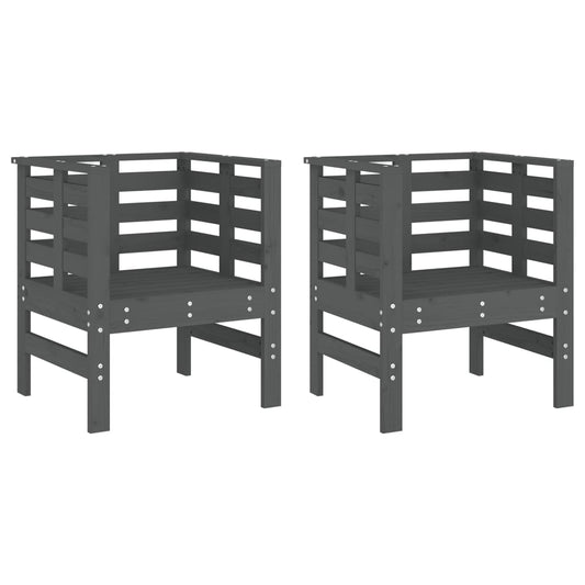 Garden Chairs 2 pcs Grey 61,5x53x71 cm Solid Wood Pine Garden Chairs 2 pcs Grey 61,5x53x71 cm Solid Wood Pine