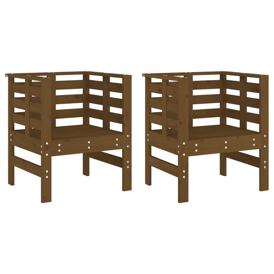 Garden Chairs 2 pcs Honey Brown 61,5x53x71 cm Solid Wood Pine Garden Chairs 2 pcs Honey Brown 61,5x53x71 cm Solid Wood Pine