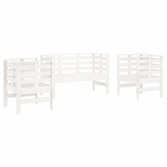 3 Piece Garden Lounge Set White Solid Wood Pine 3 Piece Garden Lounge Set White Solid Wood Pine