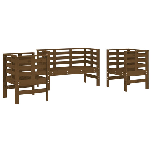 3 Piece Garden Lounge Set Honey Brown Solid Wood Pine 3 Piece Garden Lounge Set Honey Brown Solid Wood Pine