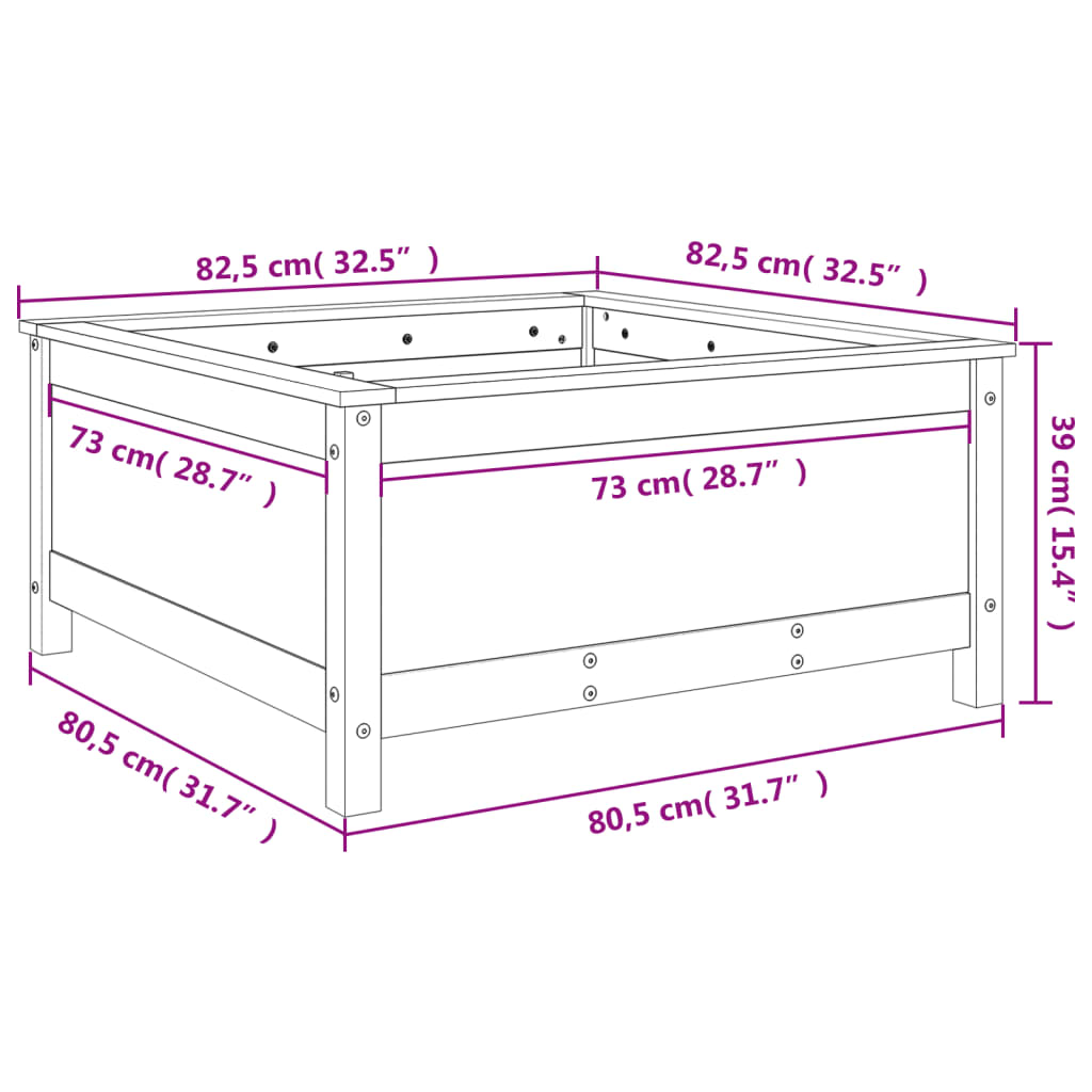 Garden Planter Grey 82,5x82,5x39 cm Solid Wood Pine