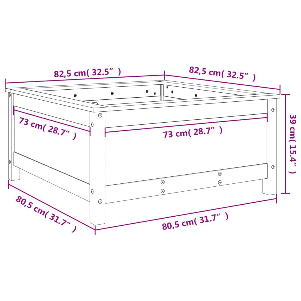 Garden Planter 82,5x82,5x39 cm Solid Wood Douglas