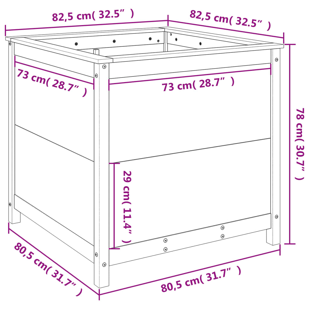 Garden Planter White 82,5x82,5x78 cm Solid Wood Pine