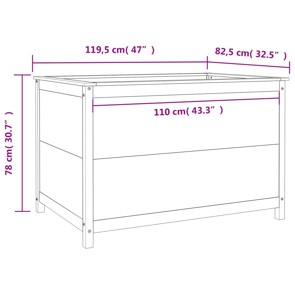 Garden Raised Bed White 119,5x82,5x78 cm Solid Wood Pine