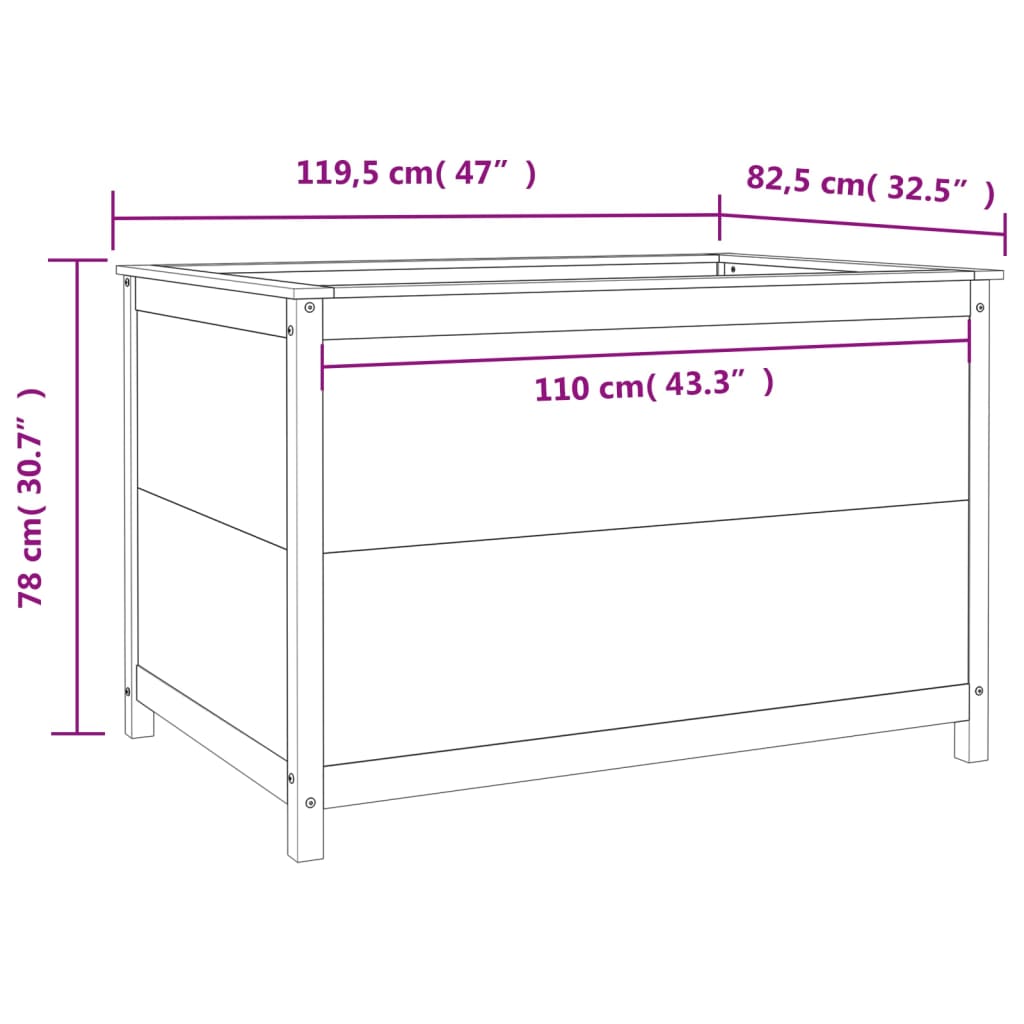 Garden Raised Bed Black 119,5x82,5x78 cm Solid Wood Pine