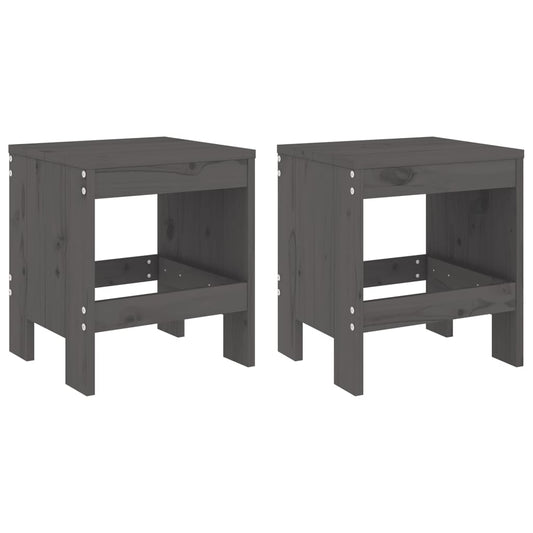 Garden Stools 2 pcs Grey 40x36x45 cm Solid Wood Pine Garden Stools 2 pcs Grey 40x36x45 cm Solid Wood Pine