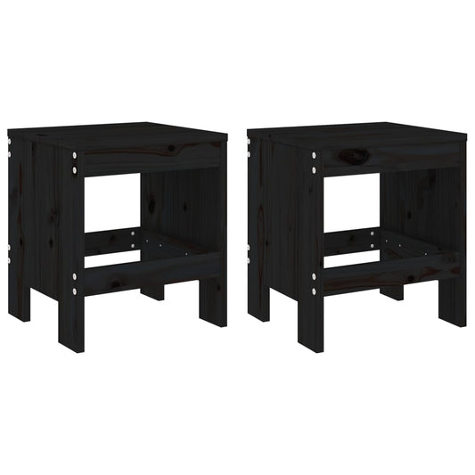 Garden Stools 2 pcs Black 40x36x45 cm Solid Wood Pine Garden Stools 2 pcs Black 40x36x45 cm Solid Wood Pine