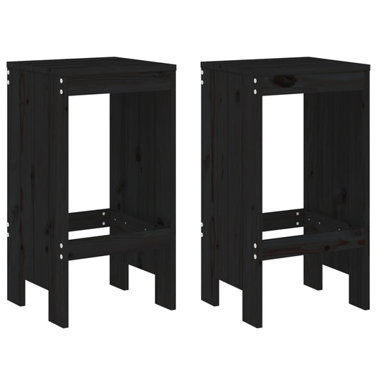 Bar Stools 2 pcs Black 40x36x75 cm Solid Wood Pine Bar Stools 2 pcs Black 40x36x75 cm Solid Wood Pine