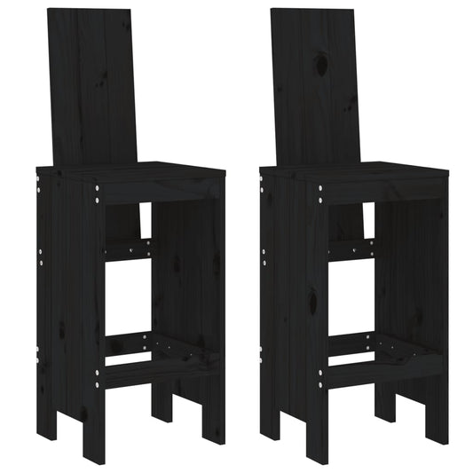 Bar Stools 2 pcs Black 40x42x120 cm Solid Wood Pine Bar Stools 2 pcs Black 40x42x120 cm Solid Wood Pine
