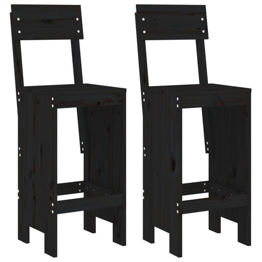 Bar Stools 2 pcs Black 40x48,5x115,5 cm Solid Wood Pine Bar Stools 2 pcs Black 40x48,5x115,5 cm Solid Wood Pine