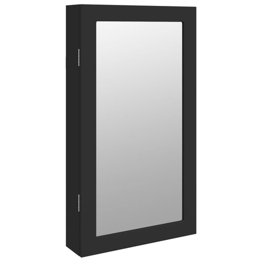 Mirror Jewellery Cabinet with LED Lights Wall Mounted Black Mirror Jewellery Cabinet with LED Lights Wall Mounted Black