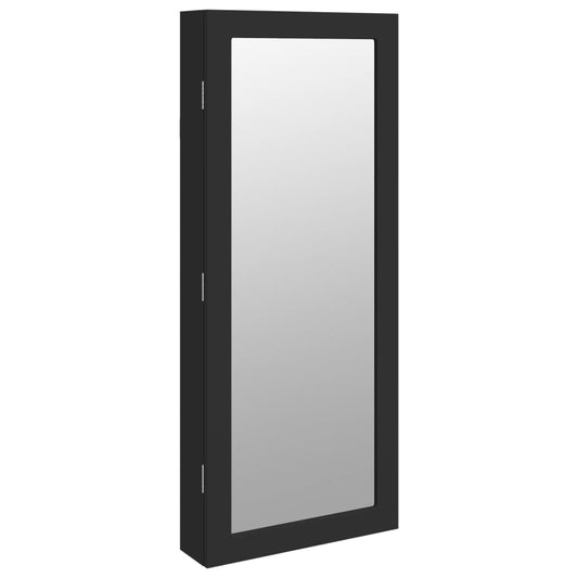 Mirror Jewellery Cabinet with LED Lights Wall Mounted Black Mirror Jewellery Cabinet with LED Lights Wall Mounted Black