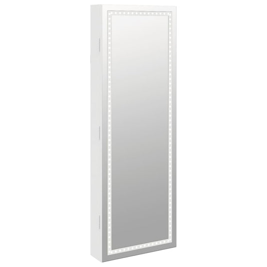 Mirror Jewellery Cabinet with LED Lights Wall Mounted White Mirror Jewellery Cabinet with LED Lights Wall Mounted White