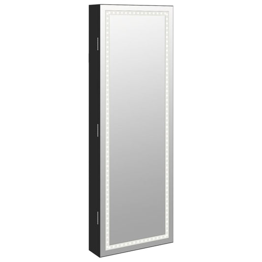 Mirror Jewellery Cabinet with LED Lights Wall Mounted Black Mirror Jewellery Cabinet with LED Lights Wall Mounted Black