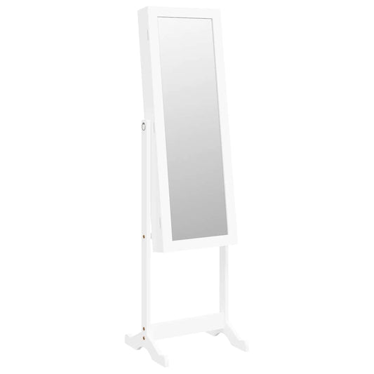 Mirror Jewellery Cabinet with LED Lights Free Standing White Mirror Jewellery Cabinet with LED Lights Free Standing White
