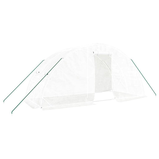 Greenhouse with Steel Frame White 10 m² 5x2x2,3 m Greenhouse with Steel Frame White 10 m² 5x2x2,3 m