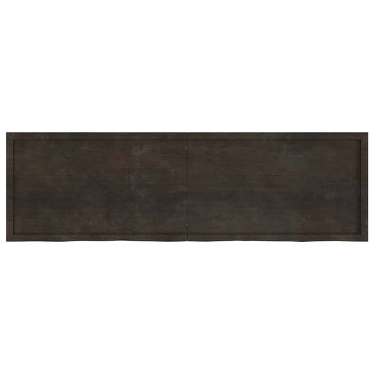 Wall Shelf Dark Brown 200x60x(2-4) cm Treated Solid Wood Oak Wall Shelf Dark Brown 200x60x(2-4) cm Treated Solid Wood Oak