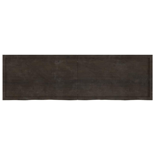 Wall Shelf Dark Brown 200x60x(2-4) cm Treated Solid Wood Oak Wall Shelf Dark Brown 200x60x(2-4) cm Treated Solid Wood Oak