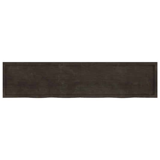 Wall Shelf Dark Brown 220x50x(2-4) cm Treated Solid Wood Oak Wall Shelf Dark Brown 220x50x(2-4) cm Treated Solid Wood Oak