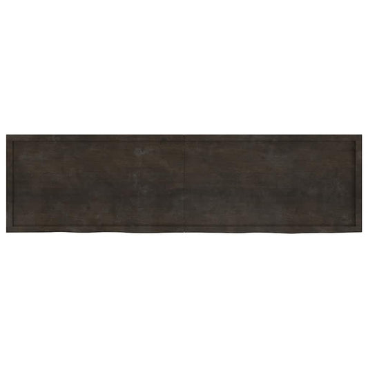 Wall Shelf Dark Brown 220x60x(2-4) cm Treated Solid Wood Oak Wall Shelf Dark Brown 220x60x(2-4) cm Treated Solid Wood Oak