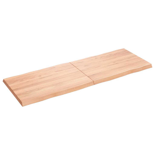 Table Top Light Brown 140x50x(2-4)cm Treated Solid Wood Live Edge Table Top Light Brown 140x50x(2-4)cm Treated Solid Wood Live Edge