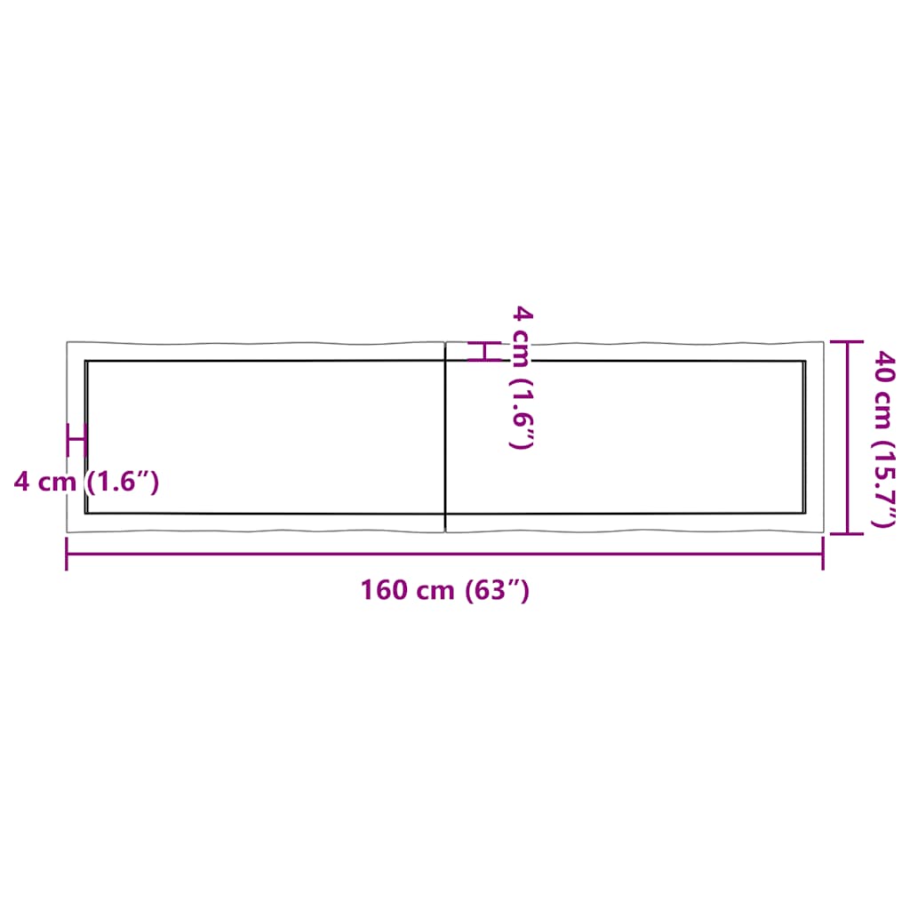 Table Top Light Brown 160x40x(2-4) cm Live Edge