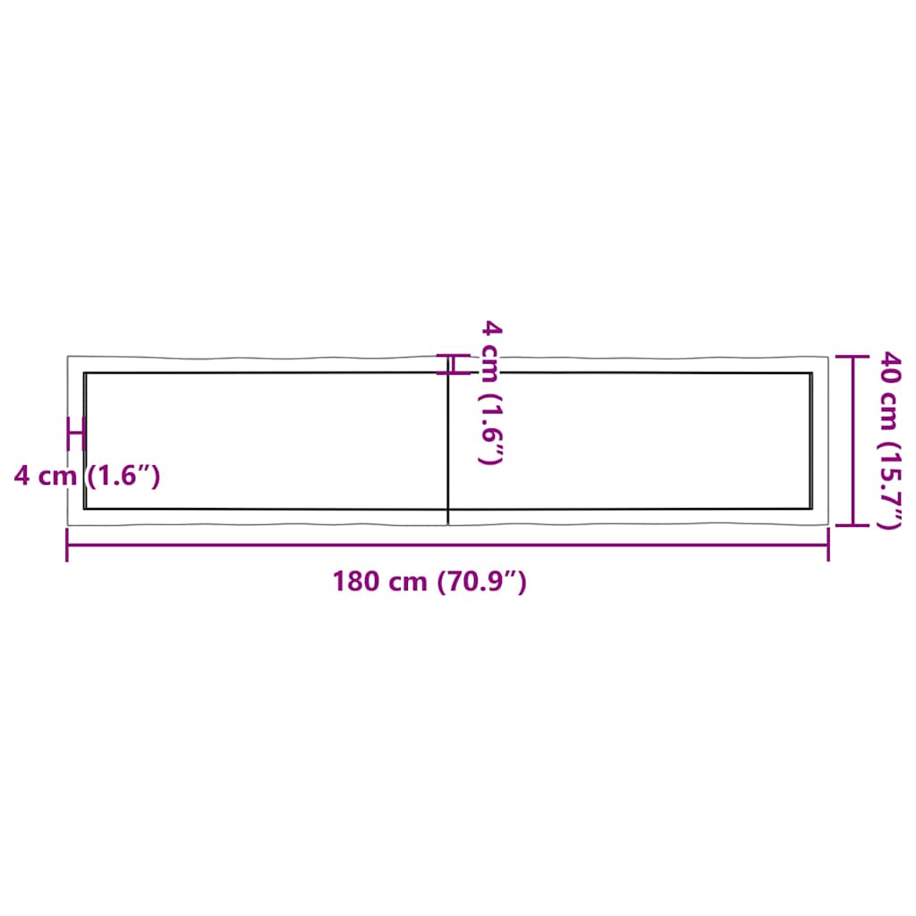 Table Top Light Brown 180x40x(2-4) cm Live Edge