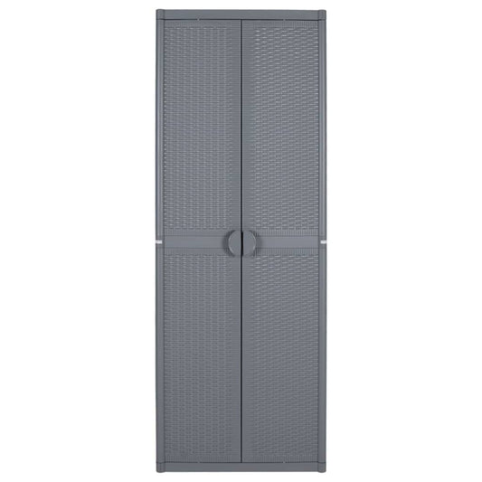 Garden Storage Cabinet Grey 65x45x172 cm PP Rattan Garden Storage Cabinet Grey 65x45x172 cm PP Rattan