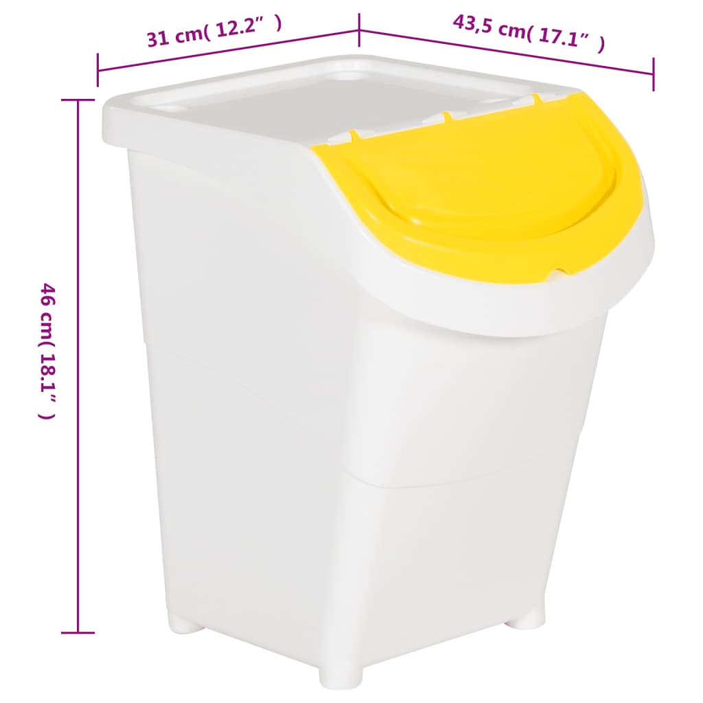 Stackable Waste Bins with Lids 3 pcs White PP 120 L