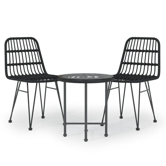 Garden Dining Set | Black | Steel, Polyethylene with a Rattan Look Garden Dining Set | Black | Steel, Polyethylene with a Rattan Look